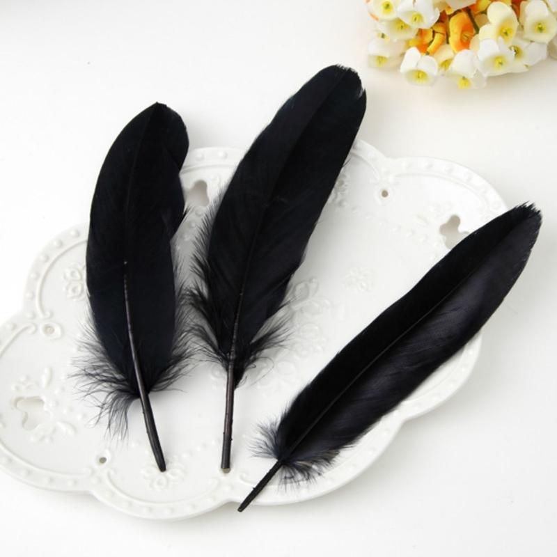 Pack Of 100 Natural Black Feather Natural Gooses Feather For Craft Wedding Decoration Hat Earrings Jewelery Making