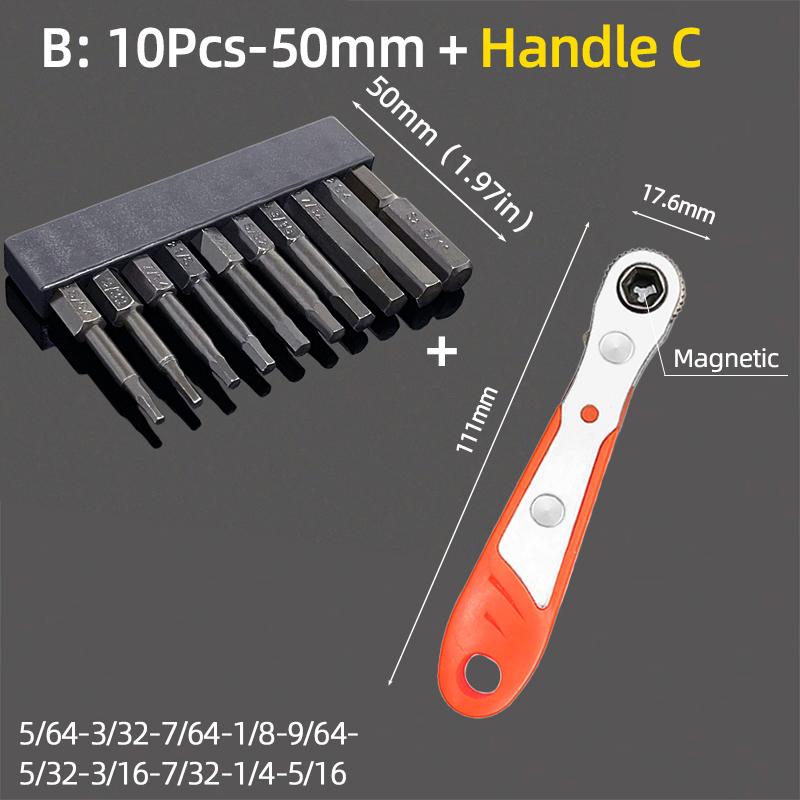 Imperial 50mm Hex Head Allen Wrench Screwdriver Bits Magnetic 5/64-5/16 Screw Driver Drill Bit Set Ratchet Wrench Hand Tools