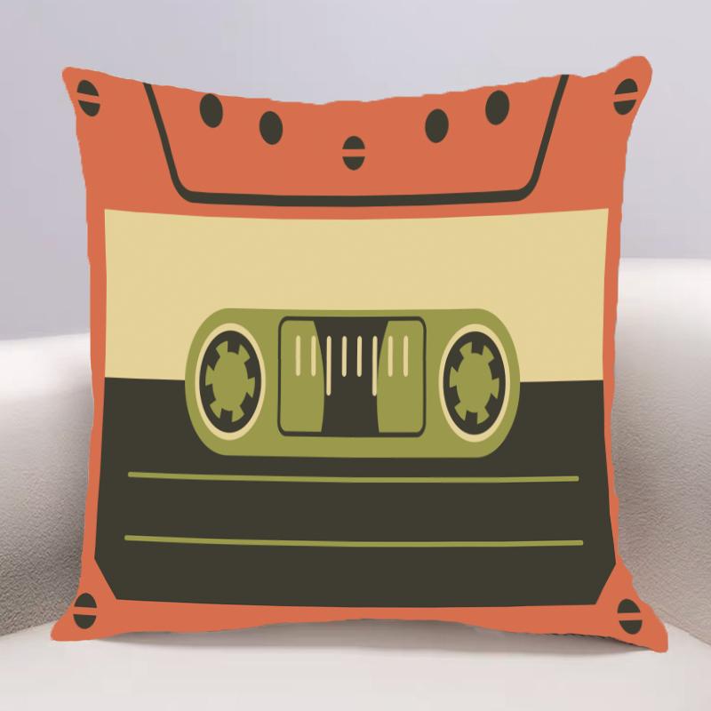 Vintage Cassette Cushion Cover For Sofa Pillow Case Cover Seat Car Throw Pillowcase 45X45Cm For Home Decorative 037