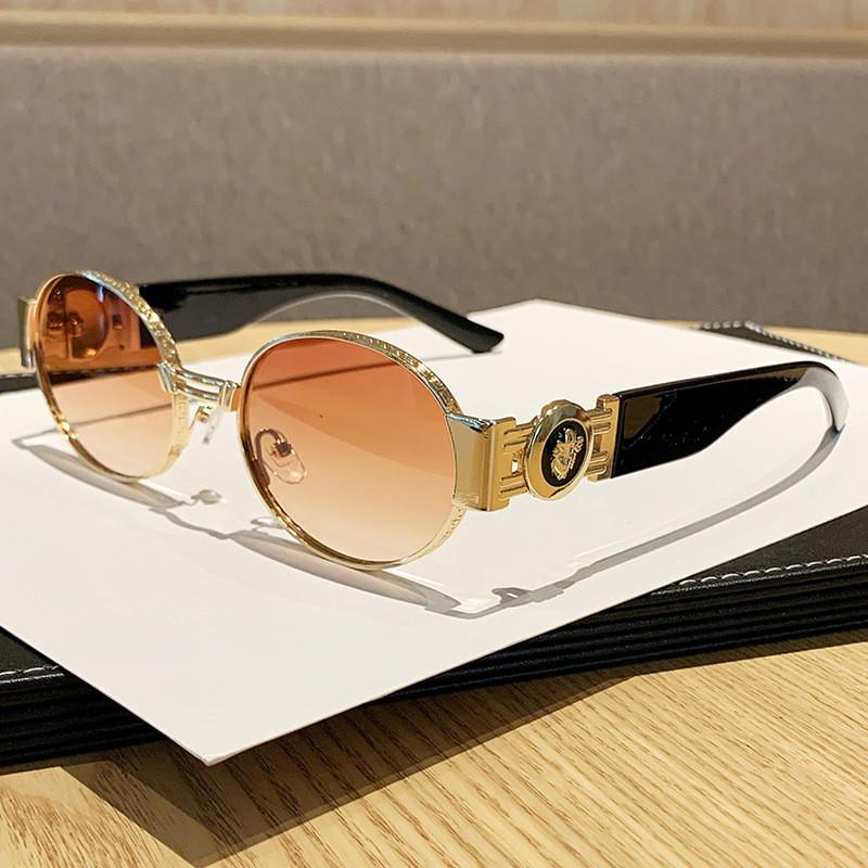 Elliptical Metal Sunglasses For Men And Women With Uv400 Protection For Fashion Sun Protection