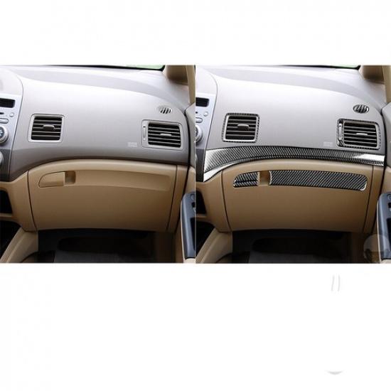 8Pcs For Honda Civic 2006-11 Carbon Fiber Passenger Dashboard Panel Cover Trim