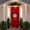 Pink Snowman Poinsettia Christmas Round Wooden Hanging Sign, 2D Flat Printed Front Door Decor, Winter Floral Xmas Wall Ornament Gift