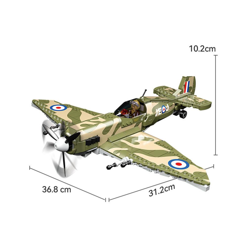 Ovly MK9 Super Spitfire Fighter 1:32 Model Building Block World War II UK Fighter Toy Compatible with Bricks Children's Birthday Gift