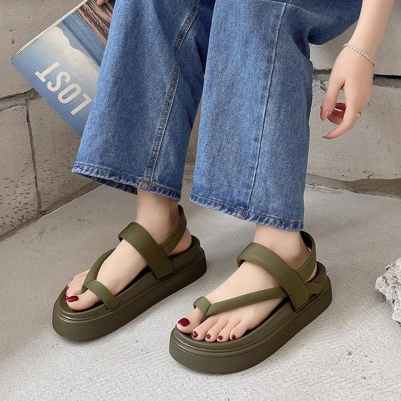 Fashion Women Platform Sandals Flat Flip Flops Summer Beach Sexy Casual shoes Ladies Shoes  Fashion Woman Black Sandals