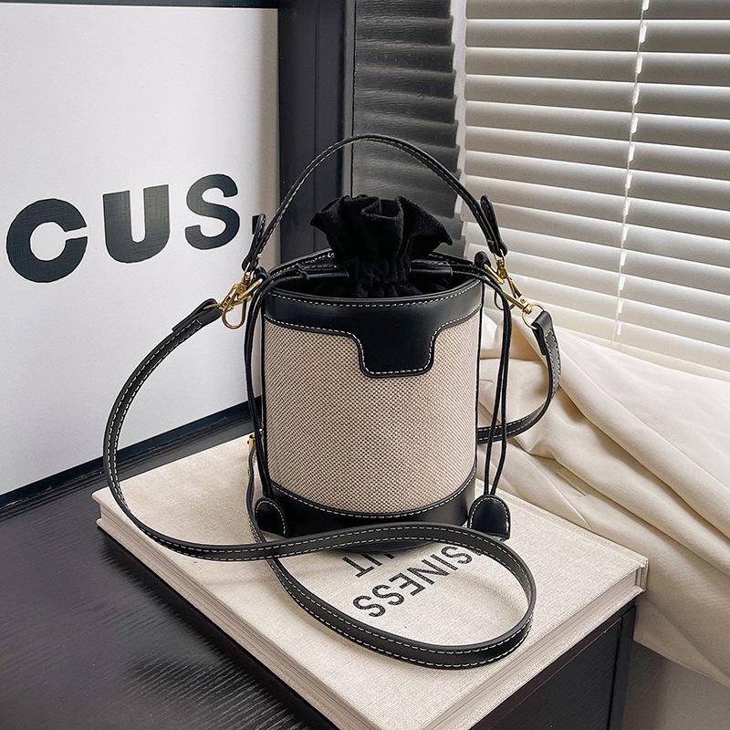 

New fashionable contrasting color bucket bag portable shoulder messenger trendy women s bag