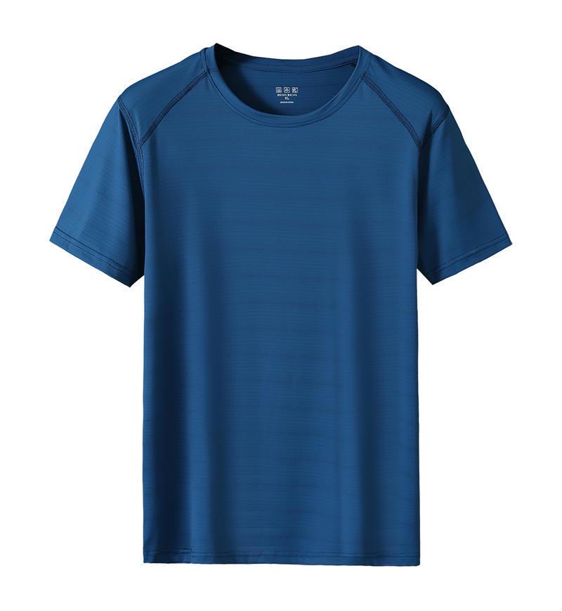 Men's Short Sleeve Ice Silk Crew Neck T-shirt - Custom Logo, Loose Fit, Trendy Casual Wear