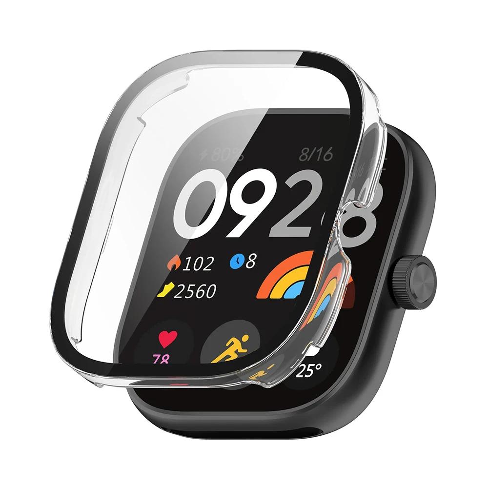 PC Case+Glass for Xiaomi Redmi Watch 4 Tempered Glass Anti-scratch Film Bumper Protective Cover Hard Shell Screen Protector Case