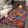 1pc Hippie Boho Non-Slip with Peace Love 60s 70s Design - Soft Flannel Floor Mat Suitable for Bathroom, Kitchen, Living Room, Bedroom - Retr