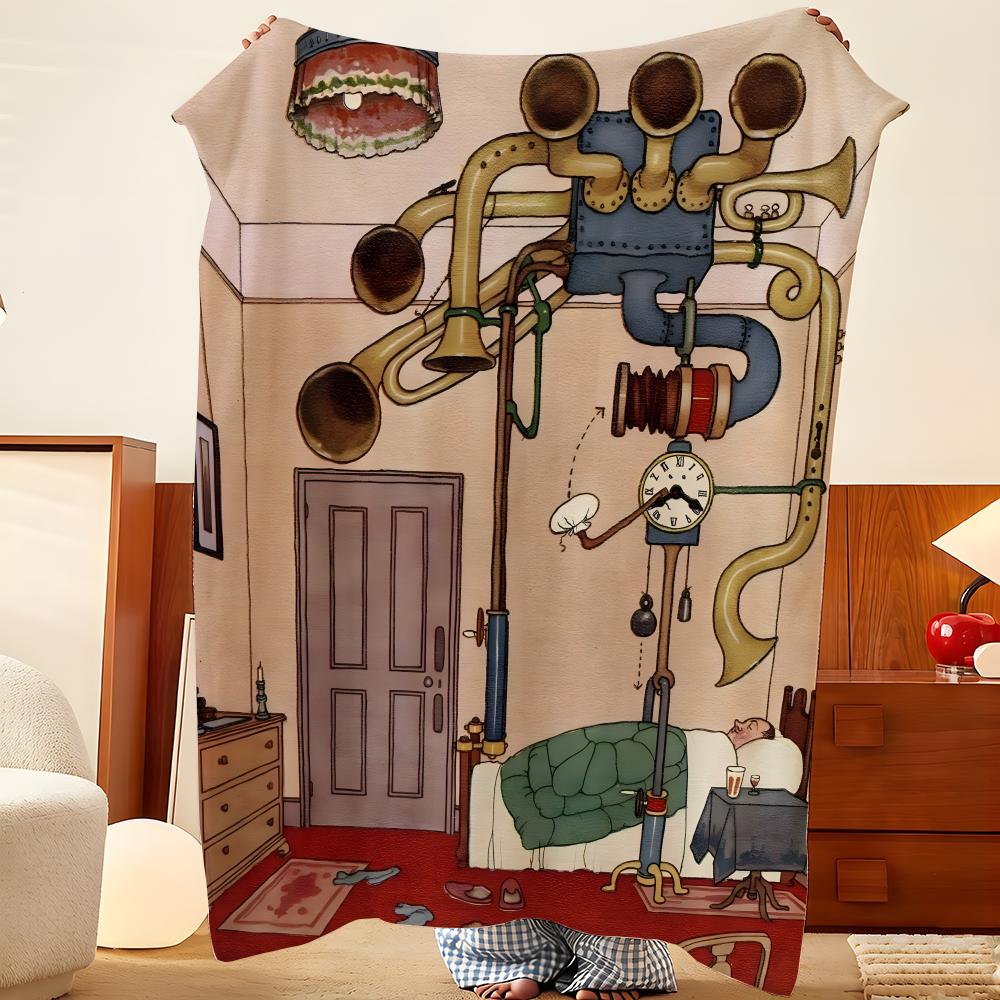 Artist W-William H-Heath R-Robinson Throw Flannel Throw Blanket, Lightweight Cozy, Durable Washable cute Cool