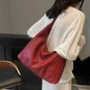 Vintage Red Wedding Bridal One Shoulder Bag Large Capacity Texture Soft Leather Handbag Temperament Casual Underarm Bags