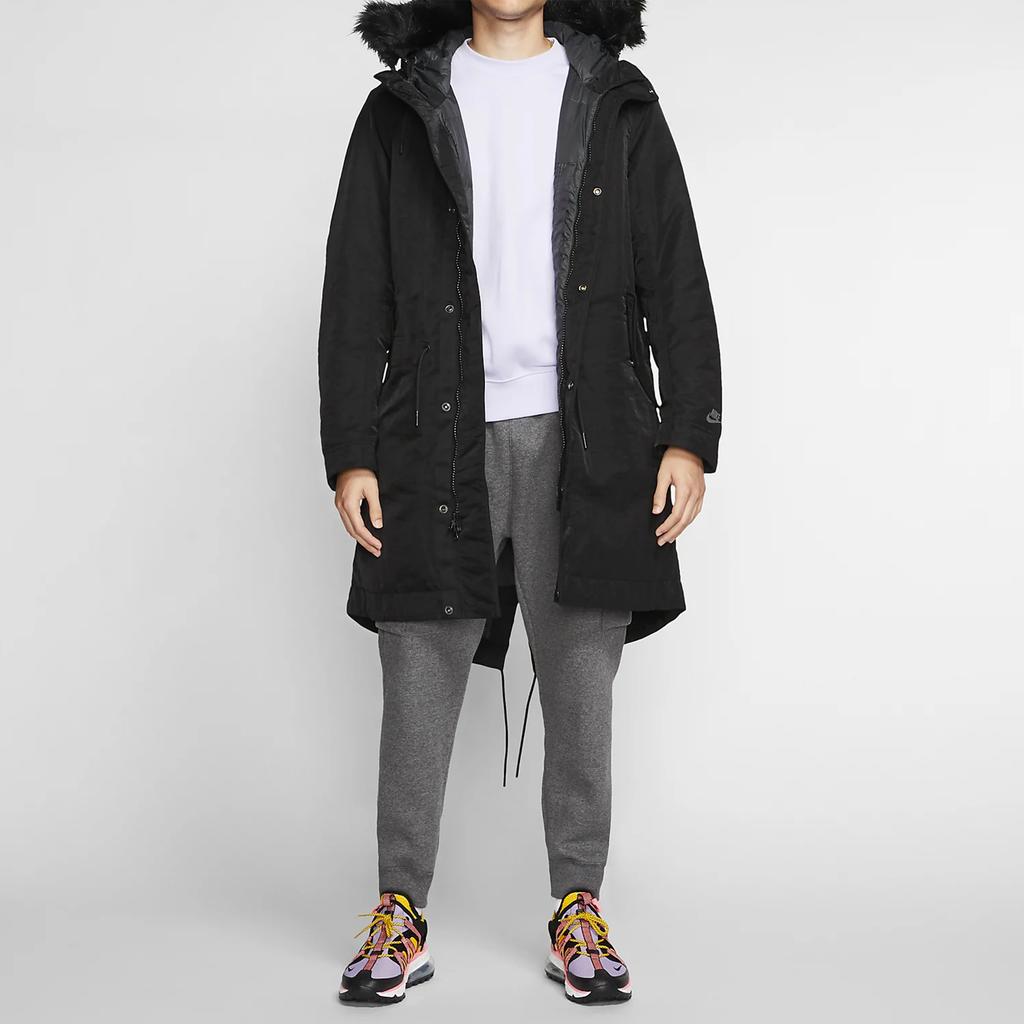 Nike Sportswear Down Fill Warm Hooded Mid-Length Down Jacket Men Outerwear Black BV4752-010