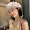 Japanese Style Pink Plaid Beret Hat Women Spring New Fashion Face Slimming Painter Octagonal Cap
