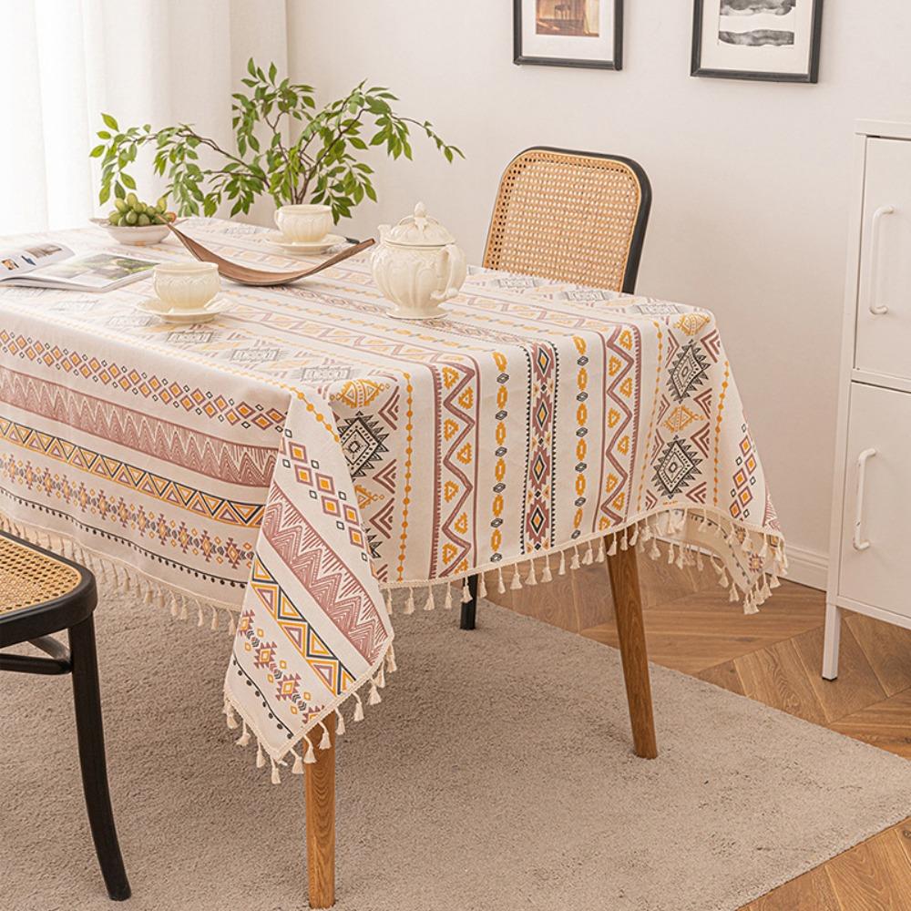 Bohemian TPU Tablecloth Waterproof Oilproof Wash Free Rectangular Dining Table Cover for Living Room