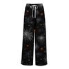 Ladies' Loose And Casual Halloween Printed Wide Leg Pants With Elastic Waistband Drawstring And Pocket Pants