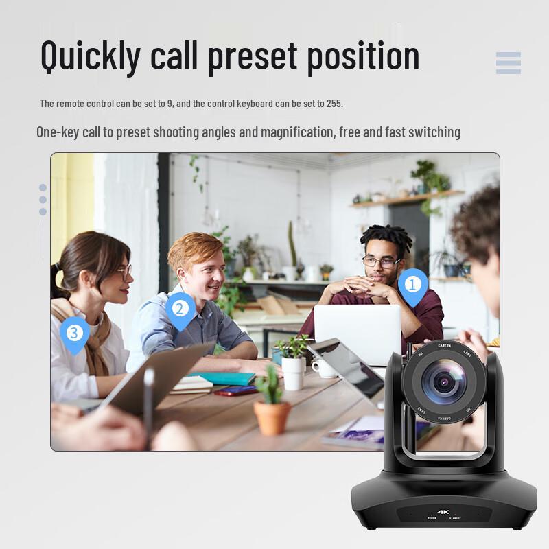 Huachang Vision 4K Wireless Video Conference Camera with 3x Optical Zoom (CN version)