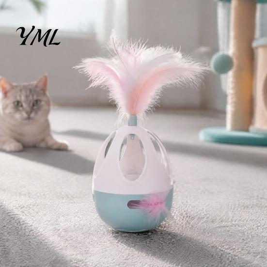 Replaceable Feather Cat Toy Accessories Interactive Wobble Toy, Automatic 360 Degree Rotating Chirping Fun Toys for Pouncing And Scratching