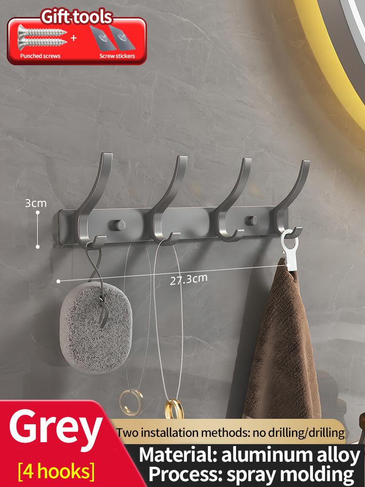No Drill of Door Hooks, Space Aluminum, Non Perforated Bathroom Hooks, Bedroom Storage, Clothes Hanger Hooks, Wall Clothes Hook