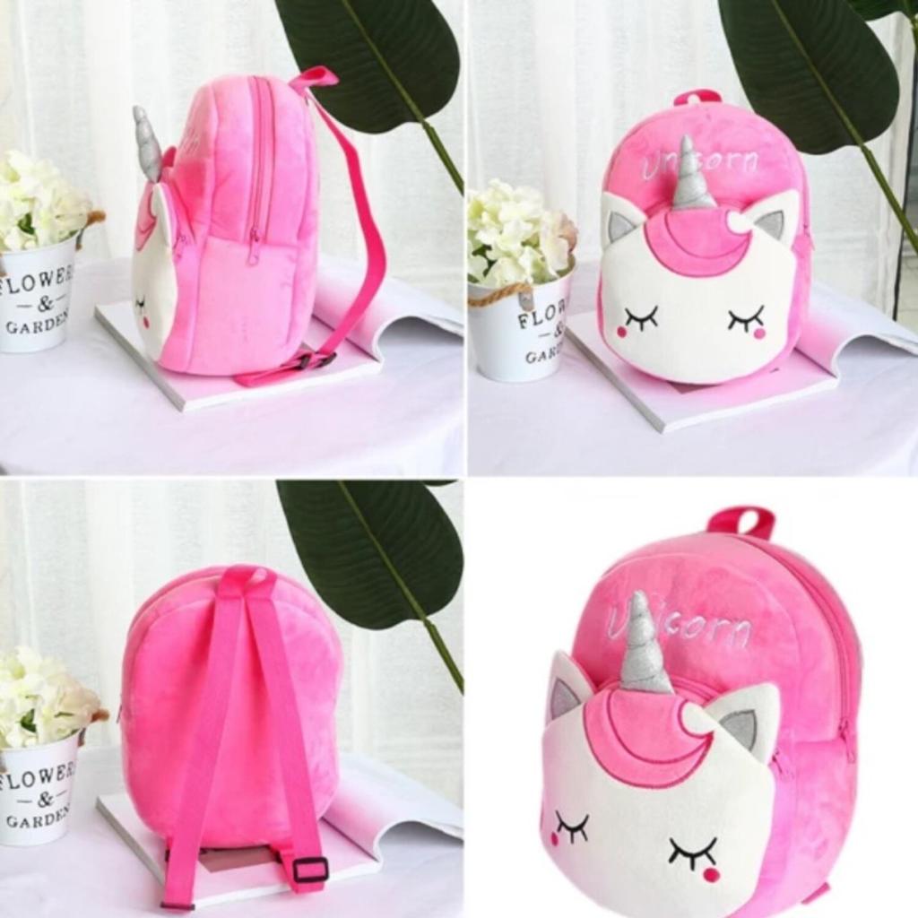 Malvys Unicorn Roz Intens Uni Glow Soft Backpack 27cm – Girls Kindergarten Gift, Plush School Bag, Easy Clean Cute Design