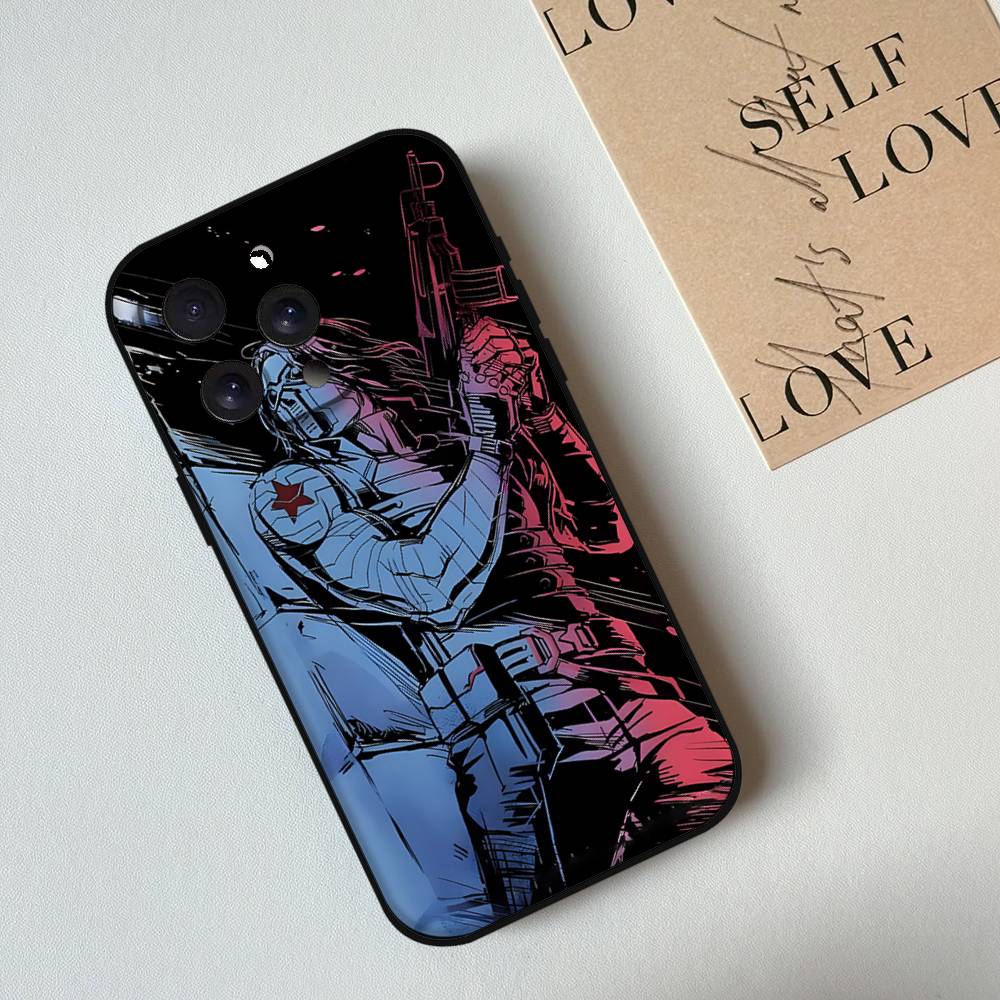 B-Bucky Barne-Winter S-Soldier Phone Case For IPhone 17,16,15,14,13,12,11 Plus,Pro,Max,XR,XS,X,7,8 Plus,Mini Black Silicone Soft