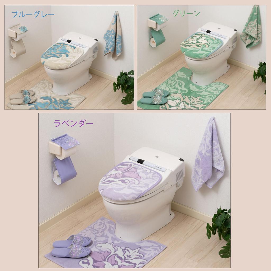 Senko DECORMUSEE Samira Long Toilet 80 x 60 Lavender Damask Antibacterial and Odor Made in Product Number 32054 Mat, Approx. cm, Pattern, Resistant,
