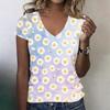 Women's Casual V Neck Short Sleeve Floral Print T Shirt Lightweight Summer Top Relaxed Fit Comfortable Fabric