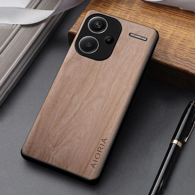 Módní pouzdro pro Xiaomi Redmi Note 13 Pro Plus s dřevěným vzorem pu kožený kryt na pouzdro Redmi Note 13 Pro Coque