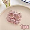 Transparent Contact Lens Case Portable Plastic Storage Box with Tweezer Suction Stick Set for Travel Holiday Companion Organizer