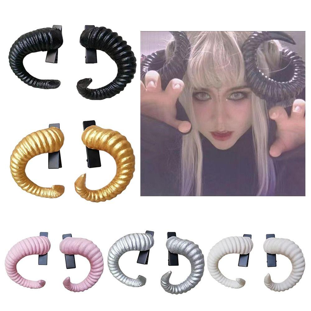 Ram Horns Shape Devil Horn Headband Black Gothic Style Gothic Cosplay Costume Halloween Party