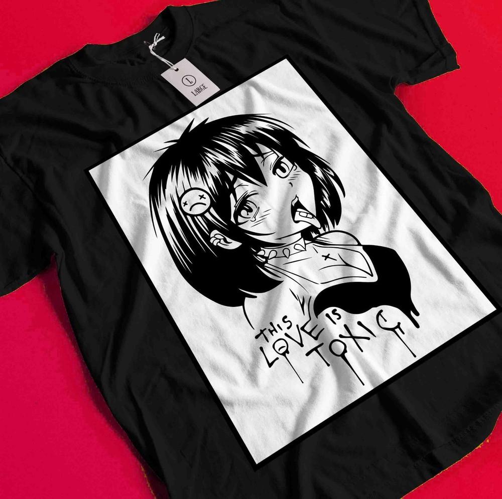 

Ecchi Style Top Japanese Manga Graphic Tee Streetwear Unisex Anime Girl T-Shirt BB158 M