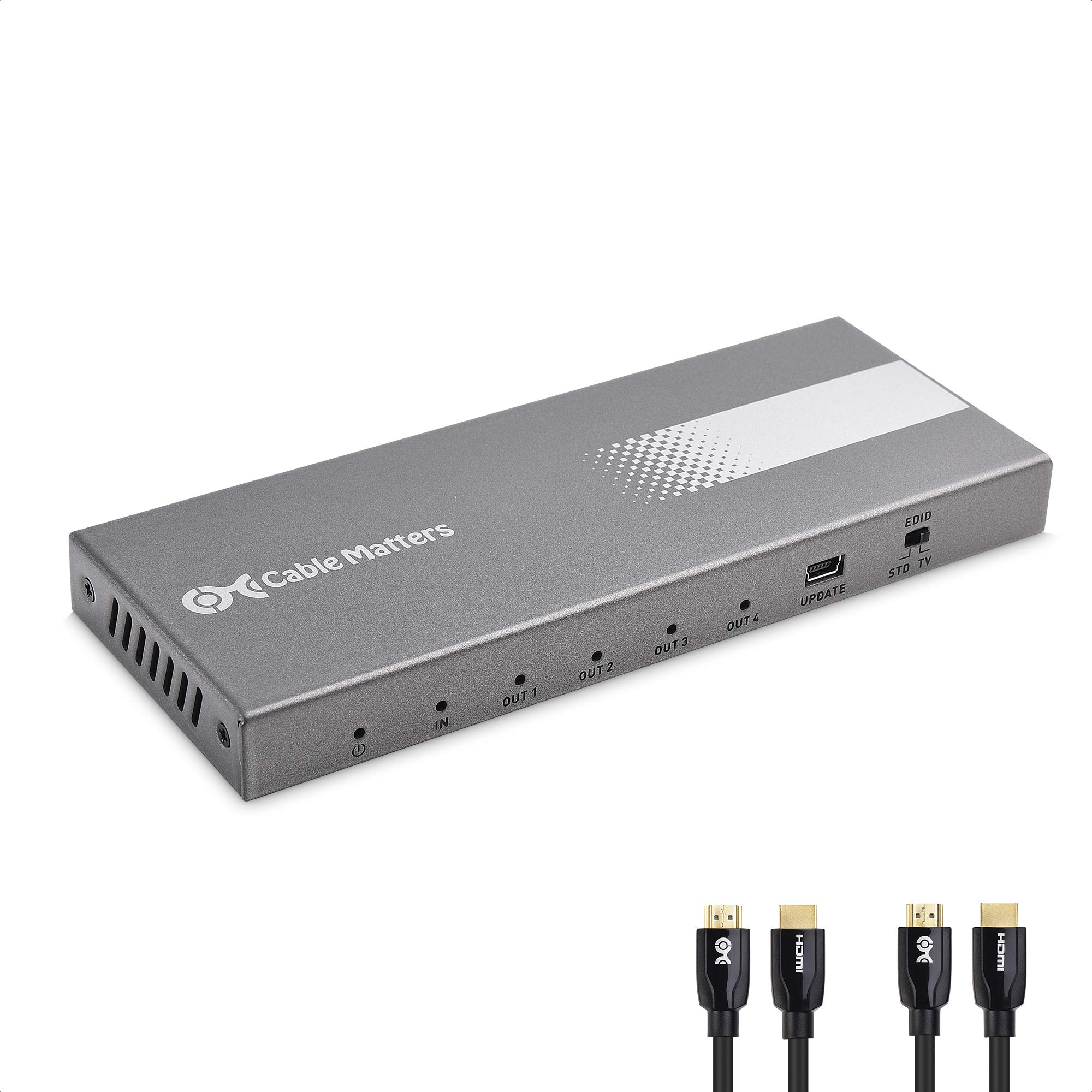 

Cable Matters 18Gbps HDMI 1 Input to 4 HDMI Simultaneous Output Splitter, Outputs, 4K@60Hz, 2.0 Splitter, HDR/HDCP 2.2 Support,