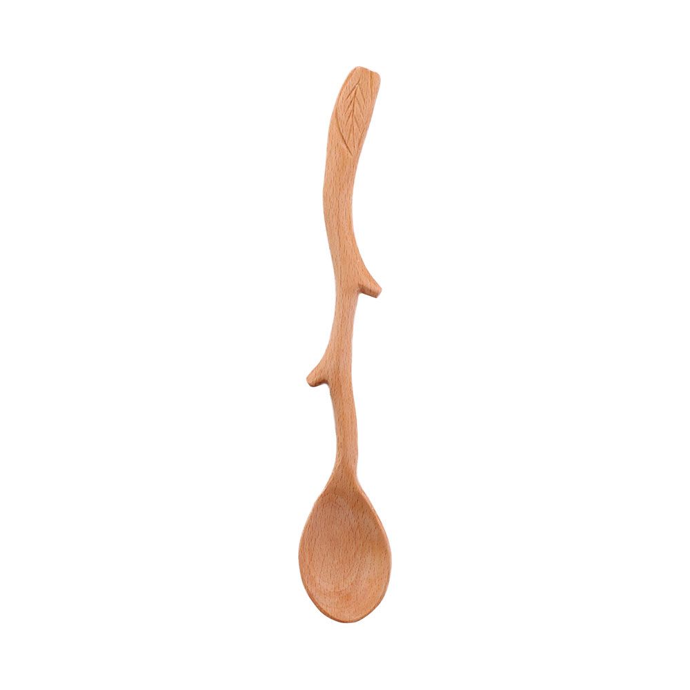 Long Handle Branch Shape Mixing Cooking Tableware Soup Spoon Wooden Spoon Kitchen Utensil Stirring Spoon
