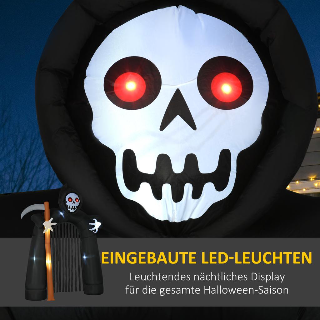 Large Halloween Garden Decoration Grim Reaper Self-inflating Archway with LED Lighting, 2.85 M