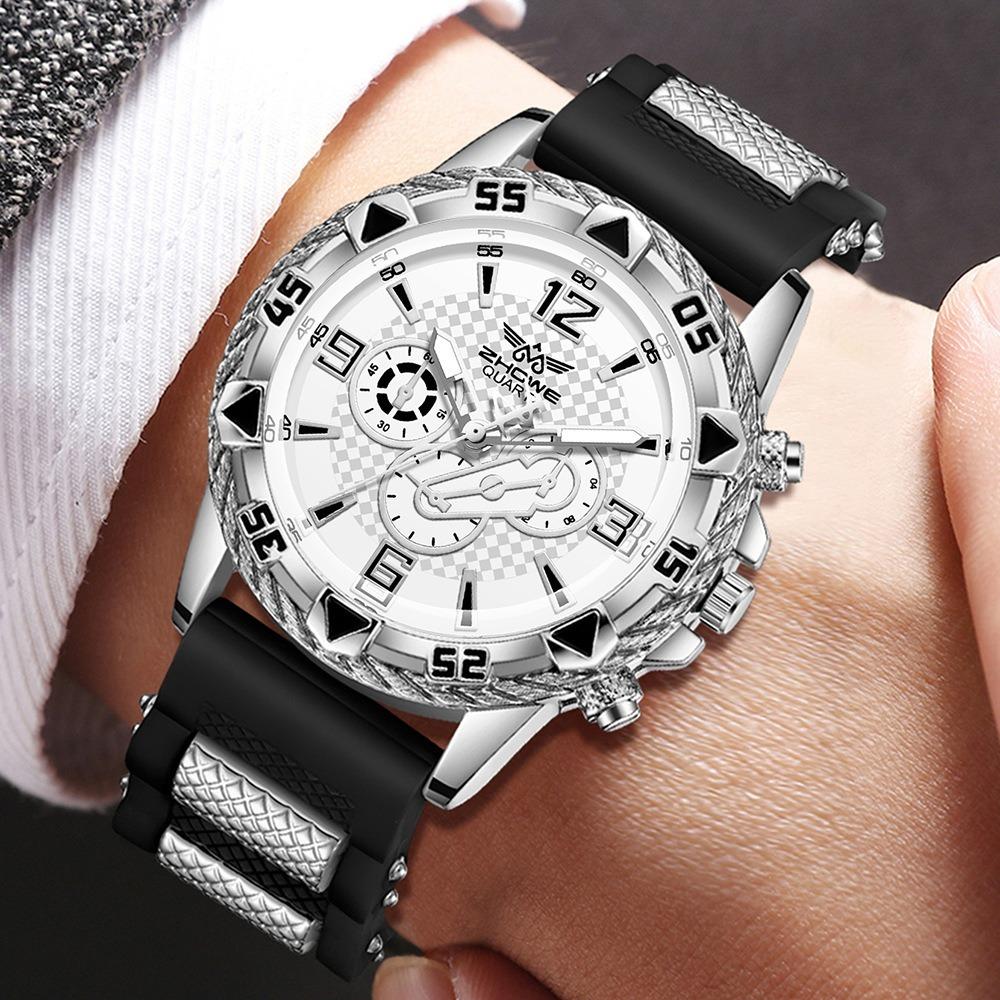 Men's Watch Blu-ray Glass Quartz Watch Classic Watch False Three-eye Digital Alloy Watch