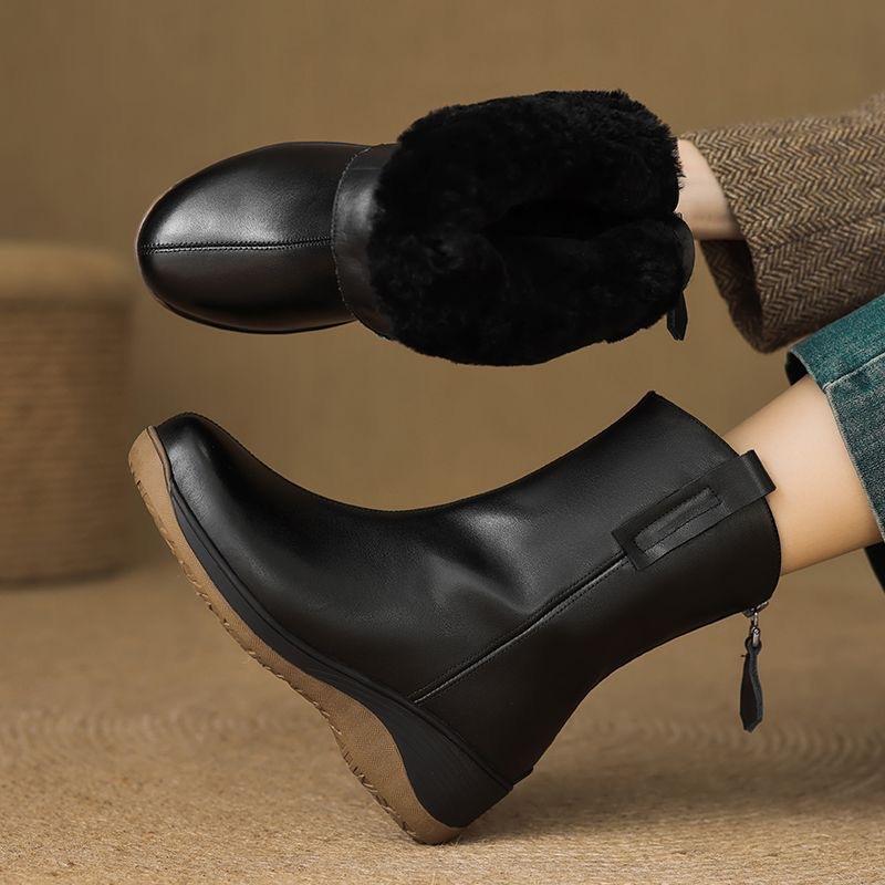 Damenpelz Eine Dicke Sohle Erhöhung Winter Leicht Gepolstert Warm Schneestiefel Rutschfest Tragen Lässig Sport Martin Baumwollstiefel