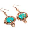 Arizona Turquoise 999 Copper Wire Wrapped Earrings, Handmade Gemstone Jewelry Earrings For Memorial Day