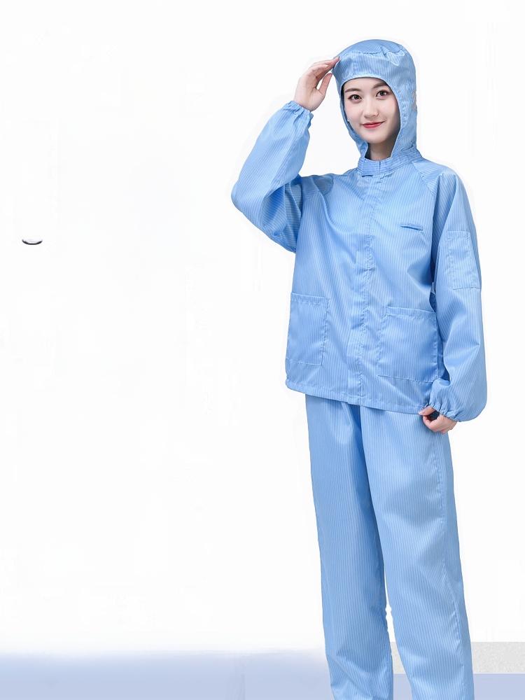 Mono sin pelusa con capucha para hombre y mujer Ropa de trabajo Disipación estática Azul ey Agricultura Traje de limpieza de cuerpo completo