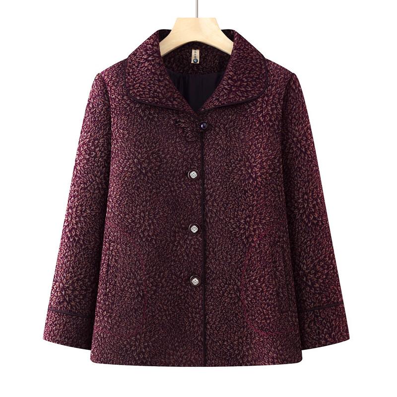 Chic Floral Print Spring/Autumn Jacket for Senior Women
