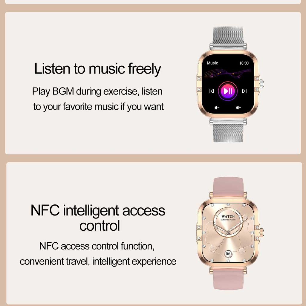 Rose Golden Smart Watch Ultra Thin Luxury Smartwatch Bluetooth Call Custom Dial Health Monitor Fitness Wristwatch for Ladies