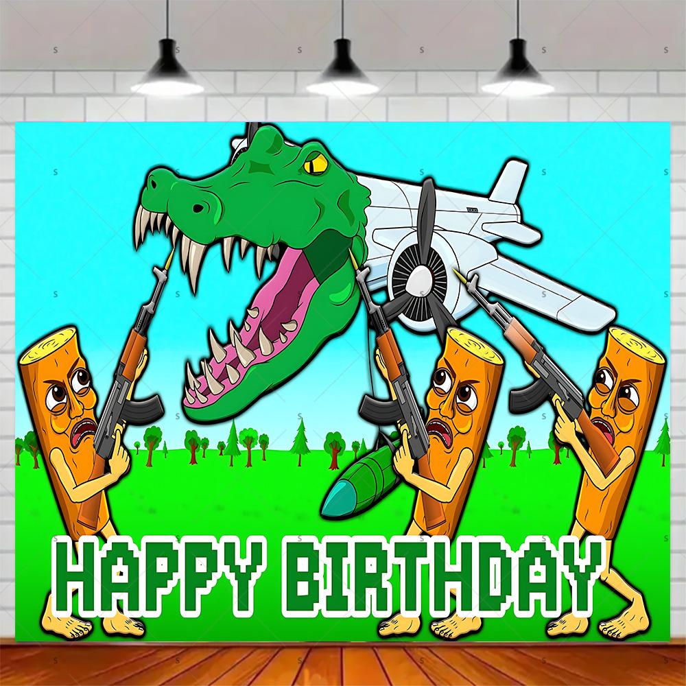 Tung Tung Tung Sahur Tralalo Italian Brainrot Birthday Party Background Decoration Supplies  Photography Decor Backdrop Kid Gift336