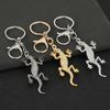 Keychain Pendant Sparkling Rhinestones Gecko Shape Zinc Alloy Key Holder with Electroplated Lobster Clasp Backpack Accessory