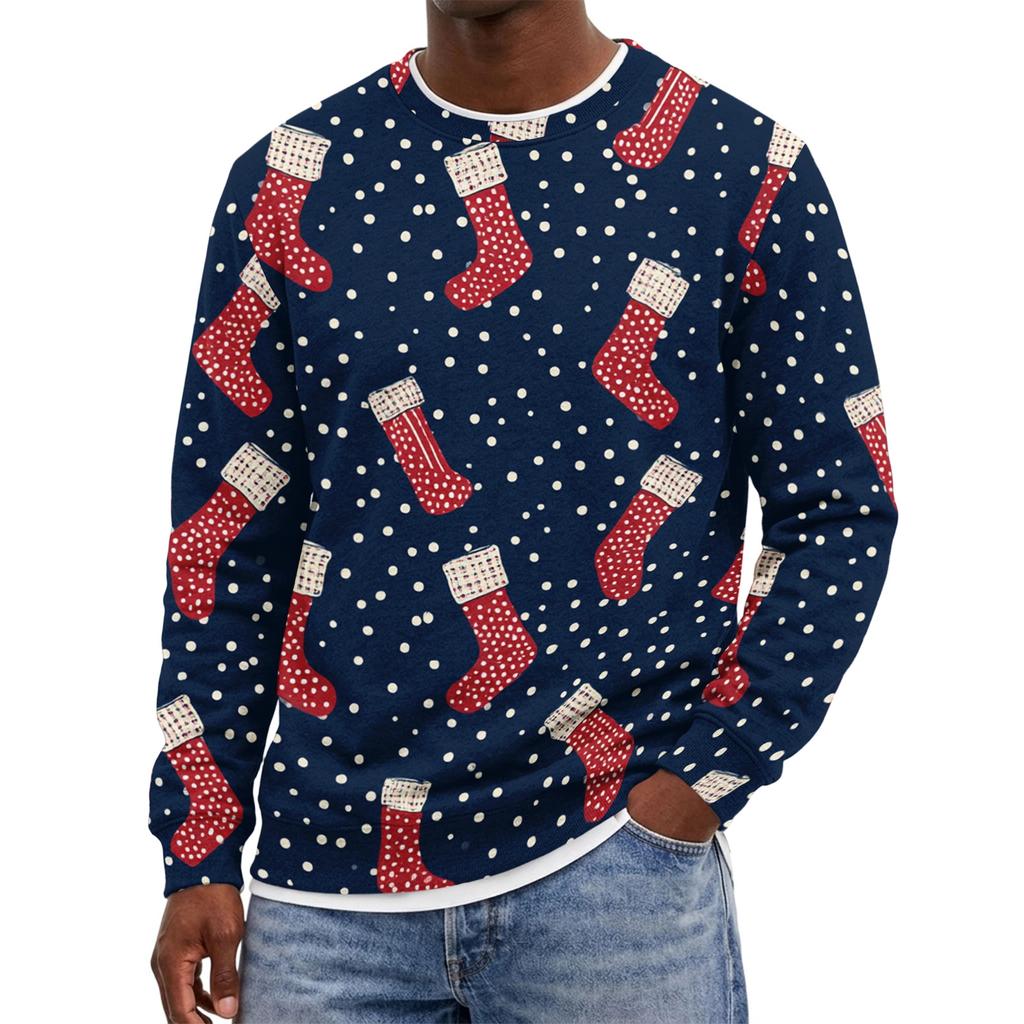 Men's Christmas Hoodless Neck Pullover Sweatshirt, for Him