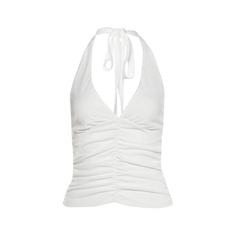 European Style 2025 Women s Halter Neck Crop Top & Low-Waist Shorts Set Small