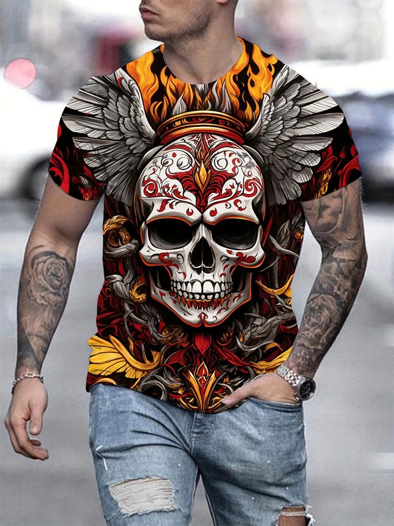 Unisex's Clothing Skeleton Graphic Print T-shirt Oversized T Shirt Unisex Summer Spring Oversized Punk Style Short Sleeve Outdoor Top