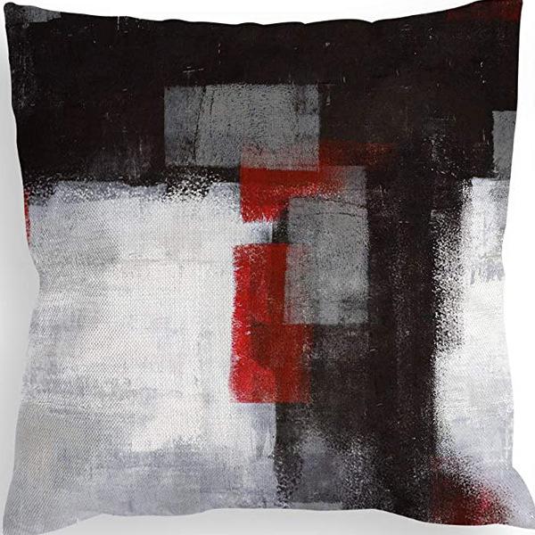 Popular Simple Geometric Abstract Red Black Striped Sofa Cushion Pillow Case Home Removable Washable