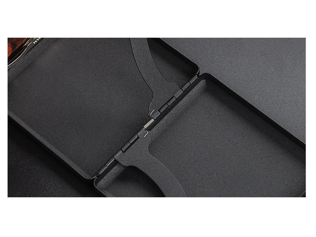 20-Piece Black Matte Metal Cigarette Case, Regular Size, Moisture-Proof & Pressure-Resistant, Minimalist Business Design for Men