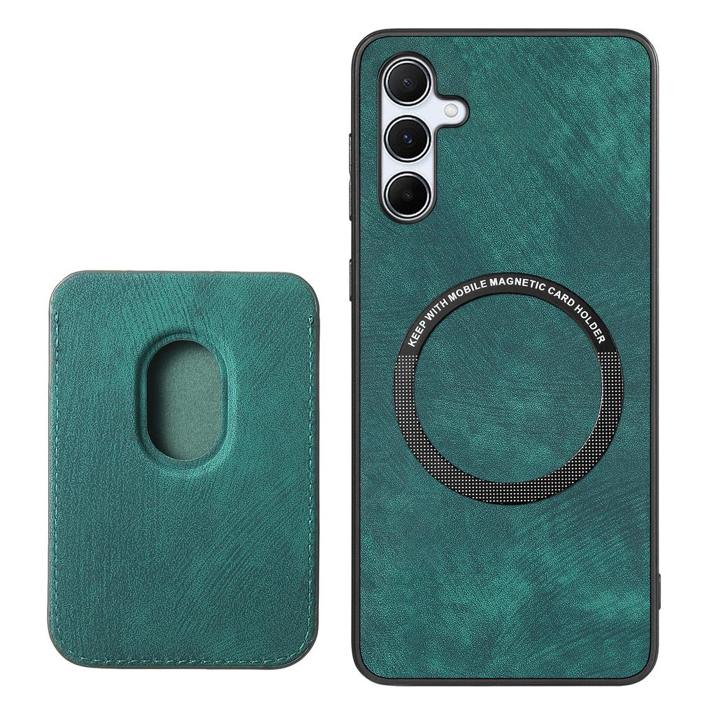 For Samsung Galaxy A55 5G Case Compatible with MagSafe Leather Back Cover with Detachable Card Holder
