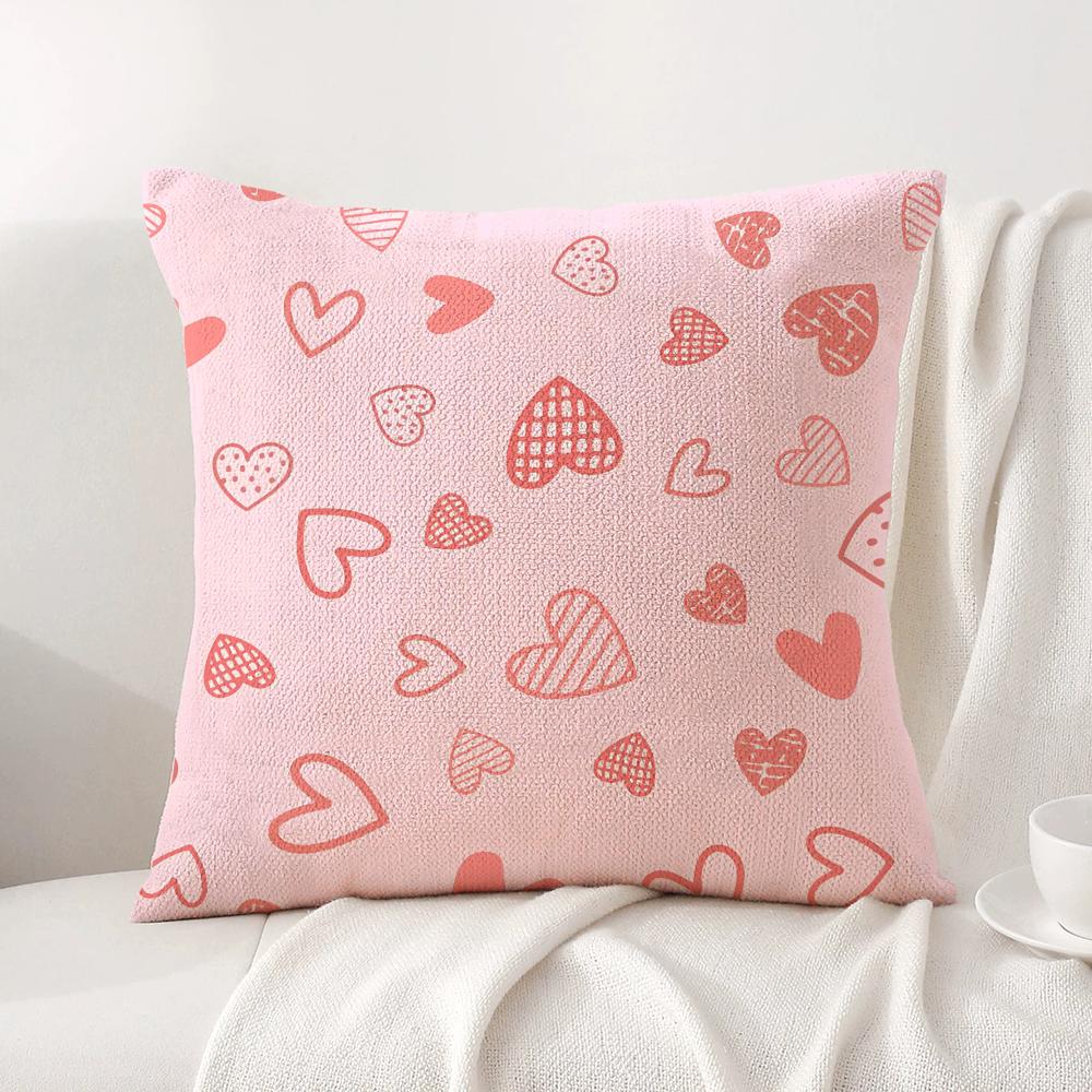 Hot Loving Heart Cushion Cover Natural Linen Organic Fabric DoubleSided Printing Sofa Home Decor Breathable Bed Pillow