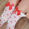 Sexy Long Over Knee Thigh Highs Socks Japanese Red Peach Heart Striped Women Ladies Girls Kawaii Lolita Anime Cotton Warm Stocki