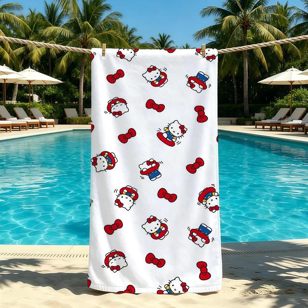 H-Hello Cute K-Kitty Summer Beach Towel, Super Absorbent Quick Drying For Outdoor Camping Swimming Pool Travel Holiday
