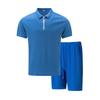 Men's Waffle Zipper Solid Color Short Sleeve Shorts Casual Suit